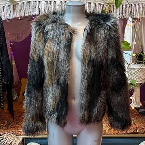 Vintage Y2K grunge calico faux fur fuzzy jacket